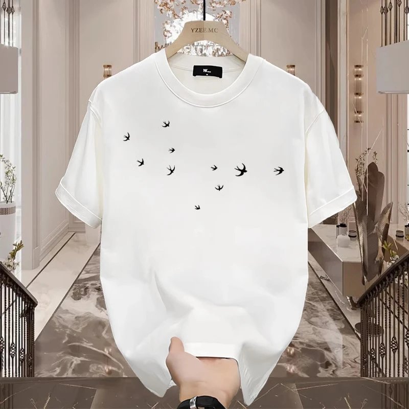 Other YZEMC White Swallow Print Unisex Cotton T-Shirt - Buy on Kakobuysheetfind
