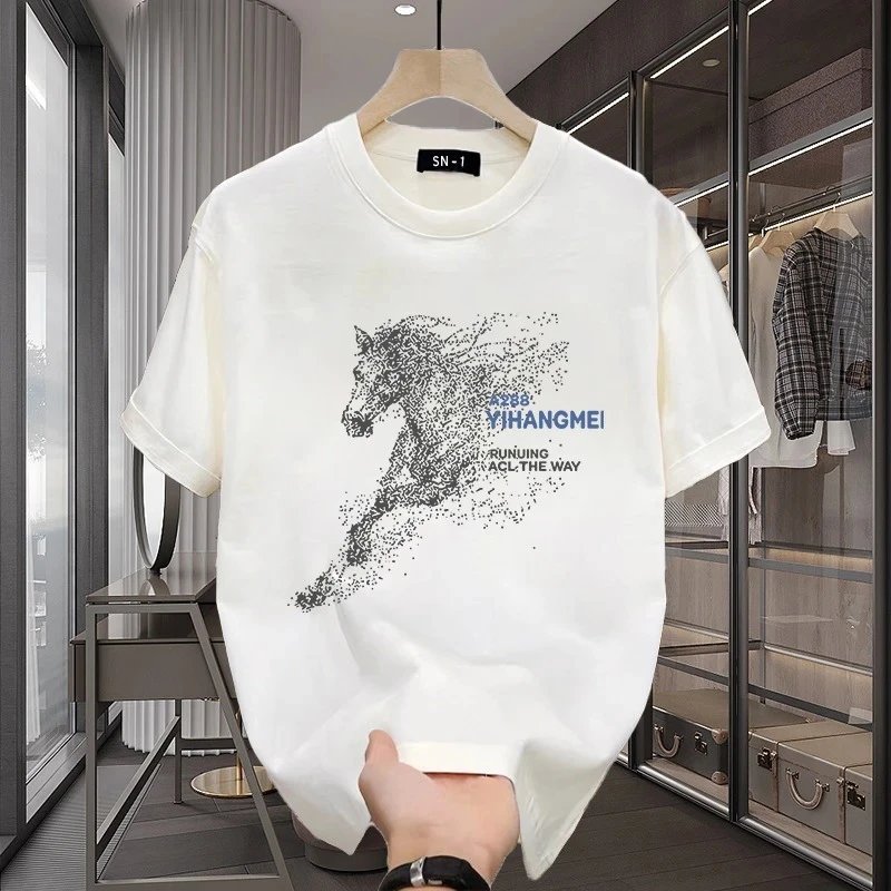 Other MIHANGMEI White Horse Pixel Graphic Cotton T-Shirt - Buy on Kakobuysheetfind