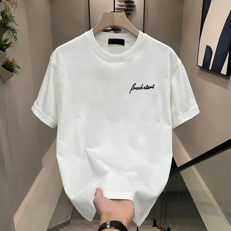 Other OtherBrand Minimalist White Cotton T-Shirt Fresh Start Embroidered - Buy on Kakobuysheetfind