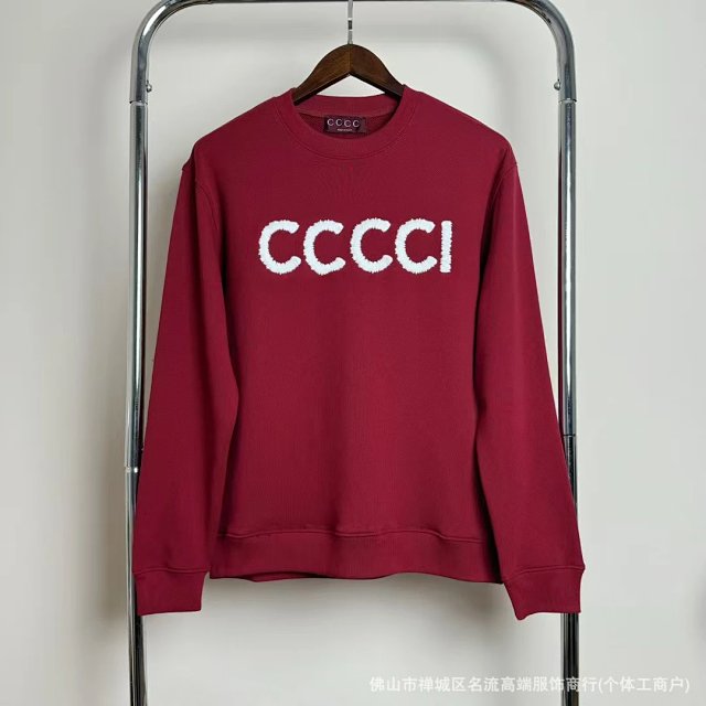 Other CCCCI Wine Red Cotton Embroidered Unisex Crewneck Sweatshirt - Buy on Kakobuysheetfind