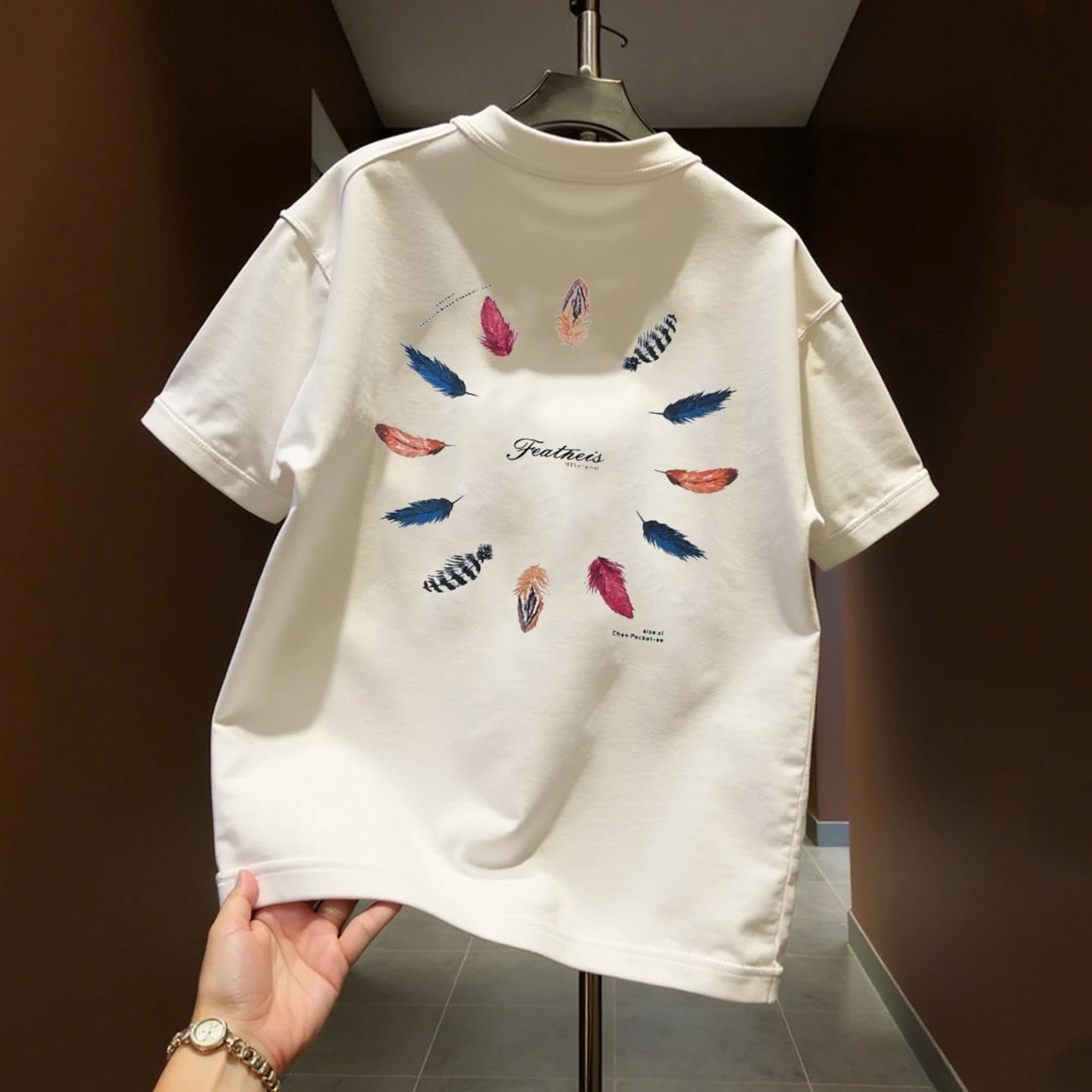 Other Featheris White Cotton Unisex Feather Print T-Shirt - Buy on Kakobuysheetfind