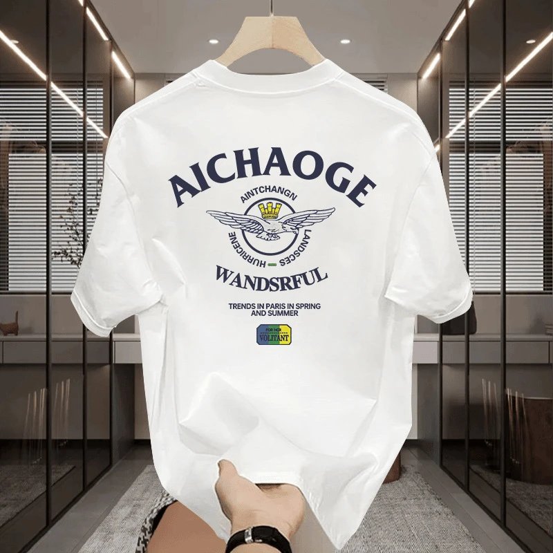 Other AICHAOGE Retro Wing Print White Cotton T-Shirt - Buy on Kakobuysheetfind