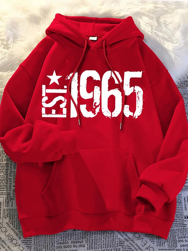 Other HoodiesOther Vintage EST.1965 Red Retro Cotton Hoodie - Buy on Kakobuysheetfind