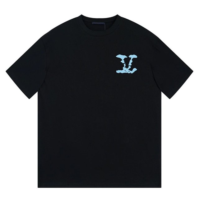  Louis Vuitton Louis Vuitton Black Cotton T-Shirt Blue LV Logo Unisex - Buy on Kakobuysheetfind