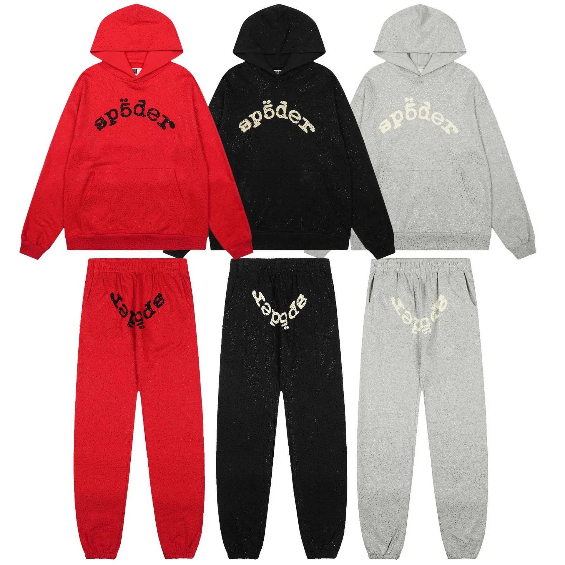 Sp5der Sp5der Red Hoodie Set Fleece Pullover Jogger Tracksuit - Buy on Kakobuysheetfind