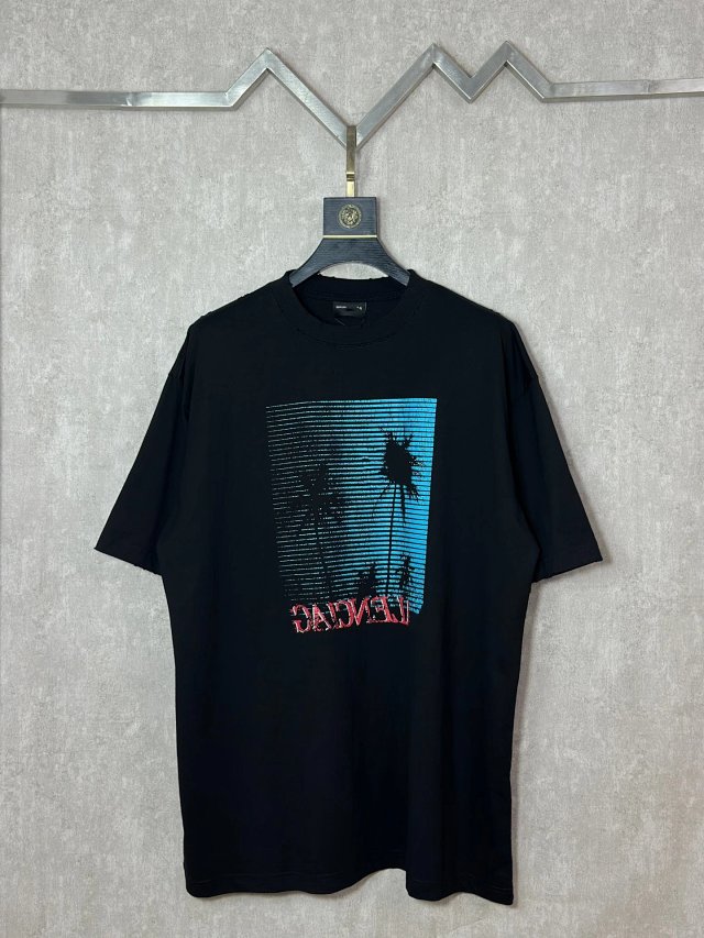 Balenciaga Balenciaga Black Cotton Blue Palm Logo T-Shirt - Buy on Kakobuysheetfind
