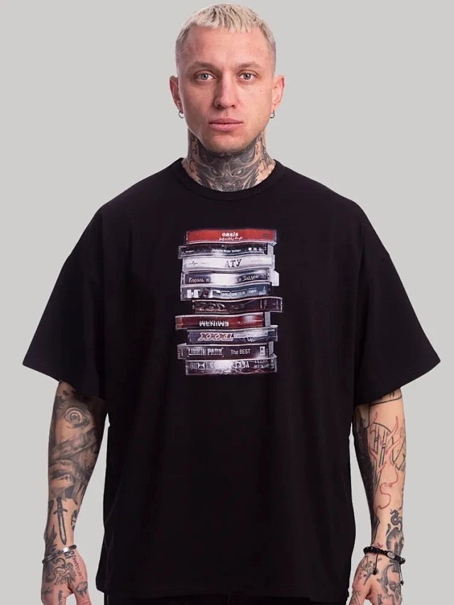 Other Vintage Black Oversized Cassette Print Unisex Tee - Buy on Kakobuysheetfind
