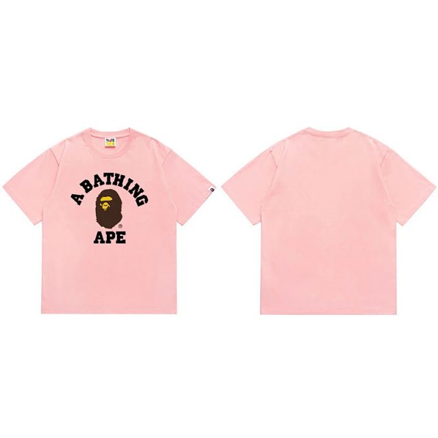 A Bathing App A Bathing Ape Pink Cotton Logo T-Shirt Unisex Streetwear - Buy on Kakobuysheetfind