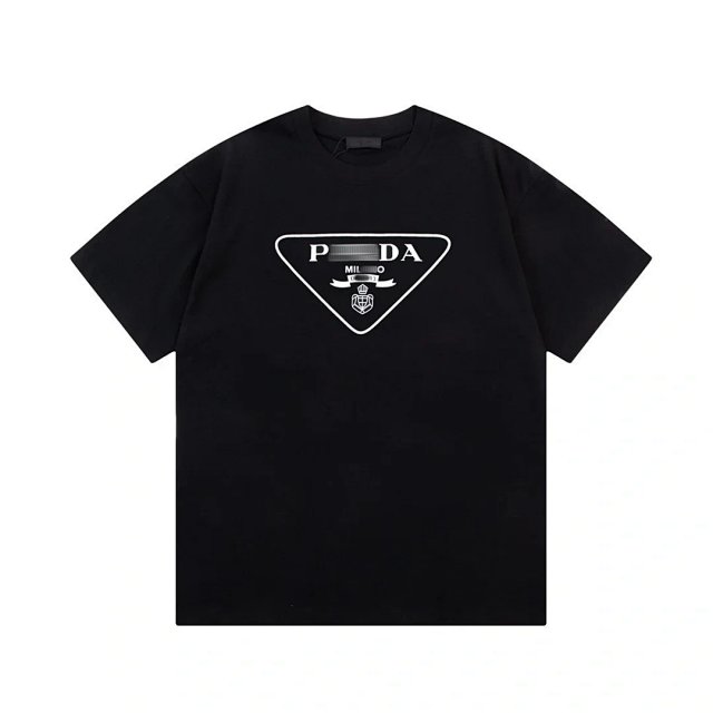 Prada Prada Black Cotton T-Shirt Triangle Car Logo Unisex Tee - Buy on Kakobuysheetfind
