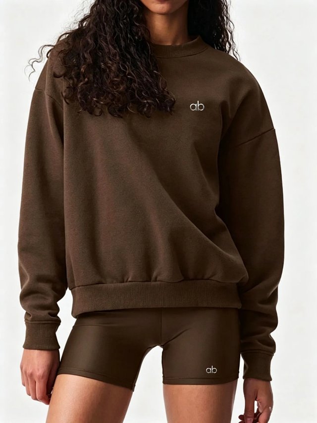 Alo Alo Dark Coffee Crewneck Sweatshirt Women Pullover - Buy on Kakobuysheetfind