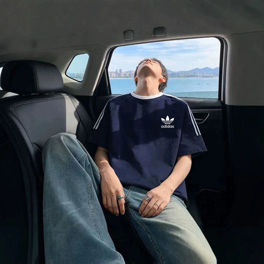 Adidas Adidas Trefoil Navy Blue 3-Stripes Cotton T-Shirt - Buy on Kakobuysheetfind