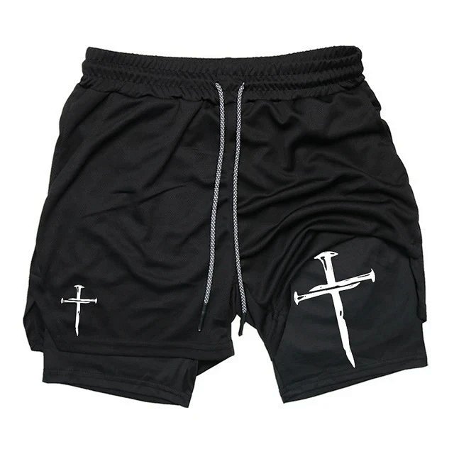 Darc Sport Darc Sport Black Drawstring Cross Print Quick-Dry Gym Shorts - Buy on Kakobuysheetfind