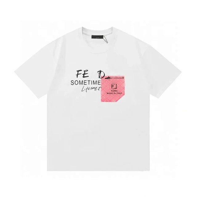 Fendi Fendi White Cotton T-Shirt Pink Pocket Letter Print Tee - Buy on Kakobuysheetfind