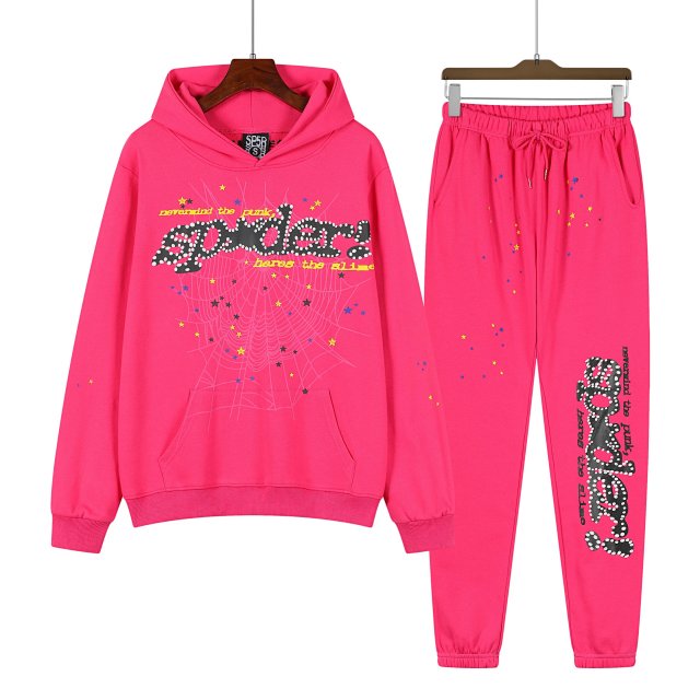Sp5der Sp5der Hot Pink Web Star Hoodie Tracksuit Set - Buy on Kakobuysheetfind