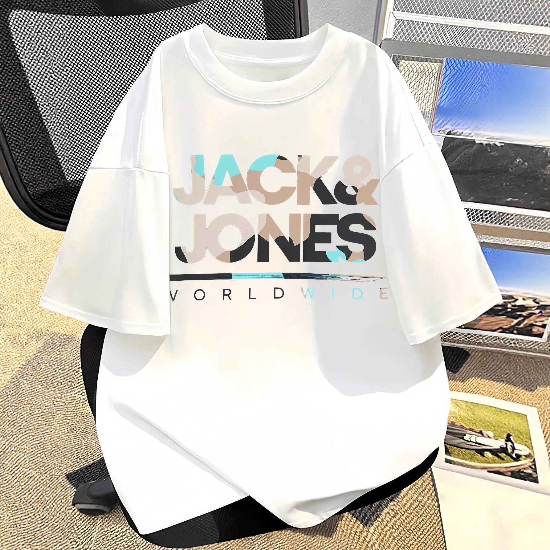 Jack Jones Jack & Jones White Cotton Logo Geometric Print T-Shirt - Buy on Kakobuysheetfind