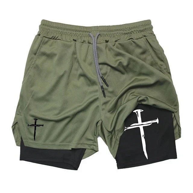 Other PantsOther Men's Olive 2-in-1 Gothic Cross Sport Shorts - Buy on Kakobuysheetfind