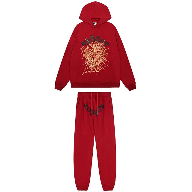 Sp5der Sp5der Red Spider Web Hoodie Pants Tracksuit Set - Buy on Kakobuysheetfind