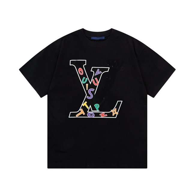  Louis Vuitton Louis Vuitton Black LV Letter Logo Cotton T-Shirt Unisex - Buy on Kakobuysheetfind
