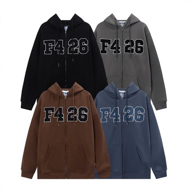 Other F426 Black Letter Print Zip Hoodie, Fleece Jacket - Buy on Kakobuysheetfind
