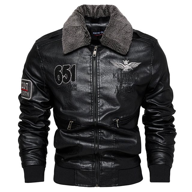 Other Men's Black Faux Leather Bomber Jacket Shearling Collar - Buy on Kakobuysheetfind