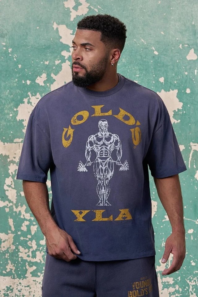 Youngla YoungLA Gold YLA Navy Vintage Oversized Graphic T-Shirt - Buy on Kakobuysheetfind