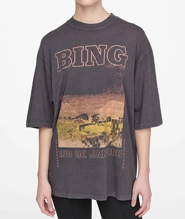 Anine Bing  Anine Bing Vintage Black Oversized Cotton T-Shirt - Buy on Kakobuysheetfind