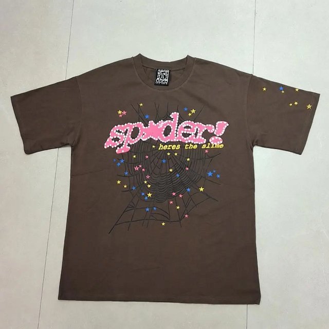 Sp5der Sp5der Brown Spider Web Star Logo Cotton T-Shirt - Buy on Kakobuysheetfind