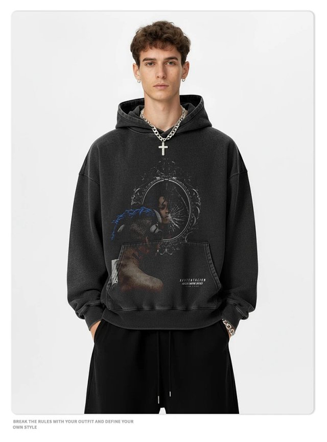 Other HoodiesOther Black Artistic Portrait Cotton Hoodie - Buy on Kakobuysheetfind