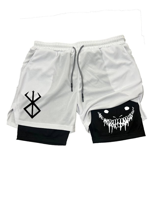 Other OtherOther White Mesh Techwear Shorts, Rune Smile Print - Buy on Kakobuysheetfind