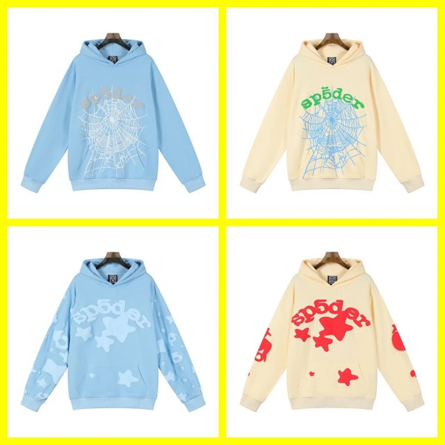 Sp5der Sp5der Blue Spider Web Graphic Cotton Pullover Hoodie - Buy on Kakobuysheetfind