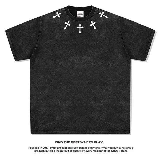 Other GHOST Vintage Black Cross Collar Washed T-Shirt - Buy on Kakobuysheetfind