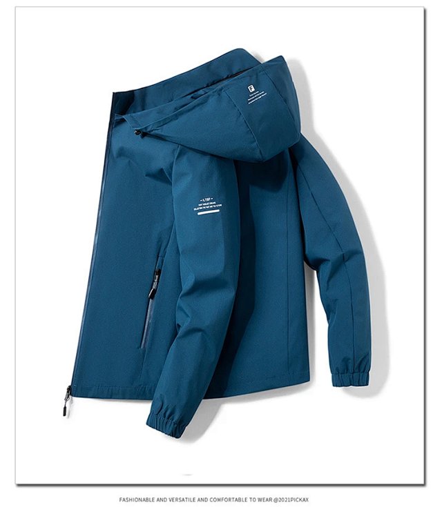 Other Teal Hooded Windproof Outdoor Jacket with Zip Pockets - Buy on Kakobuysheetfind