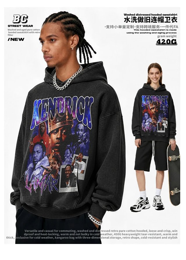 Other BC Streetwear Distressed Black Retro Print Hoodie - Buy on Kakobuysheetfind