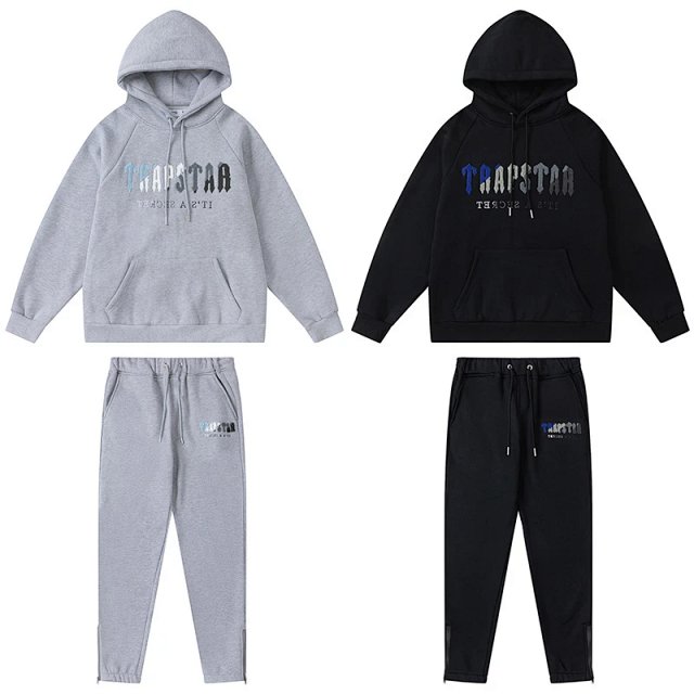 Trapstar Trapstar Grey Fleece Hoodie Tracksuit Gothic Logo Set - Buy on Kakobuysheetfind