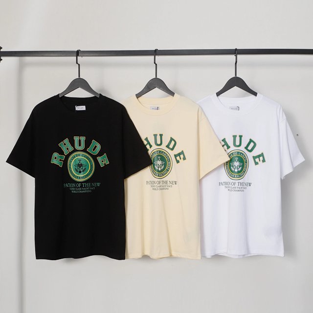 Rhude Rhude Black Cotton Tee Green Collegiate Logo Streetwear - Buy on Kakobuysheetfind