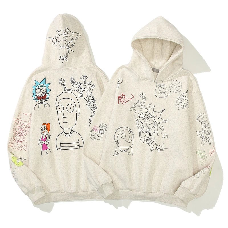  Kanye Kanye Rick and Morty Beige Graffiti Oversized Hoodie - Buy on Kakobuysheetfind