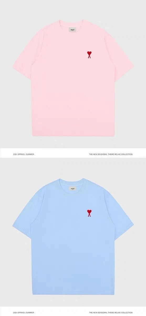 AMI Paris AMI Paris Pink Cotton T-Shirt Red Heart Logo - Buy on Kakobuysheetfind