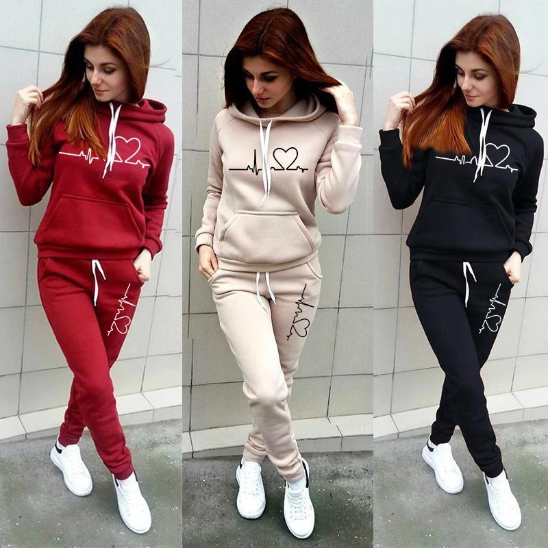Other Women's Burgundy Heartbeat Hoodie Jogger Fleece Set - Buy on Kakobuysheetfind