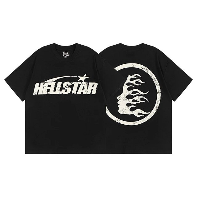 Hellstar Hellstar Black Cotton T-Shirt Unisex Flame Moon Tee - Buy on Kakobuysheetfind