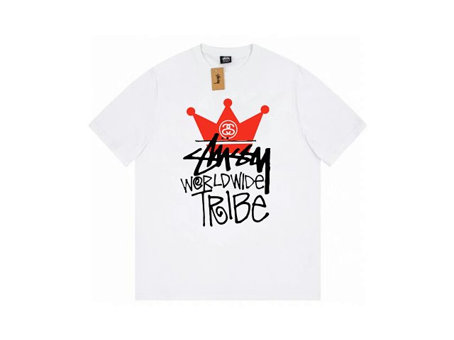 Stussy Stussy White Cotton Tee Red Crown Graffiti Logo Retro Unisex - Buy on Kakobuysheetfind