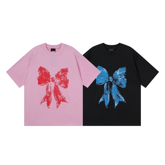 Balenciaga Balenciaga Pink Black Bow Graphic Oversized Cotton Tee - Buy on Kakobuysheetfind