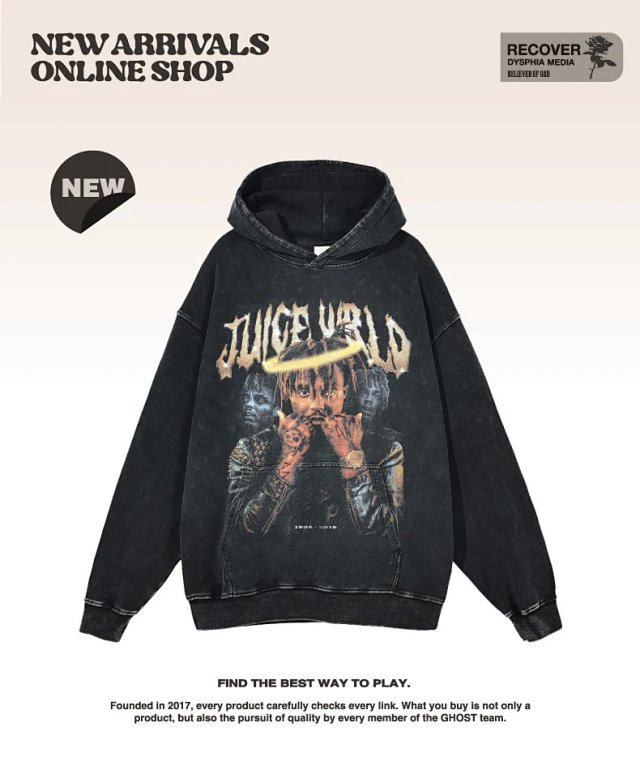 Other RECOVER Vintage Black Rock Distressed Unisex Hoodie - Buy on Kakobuysheetfind