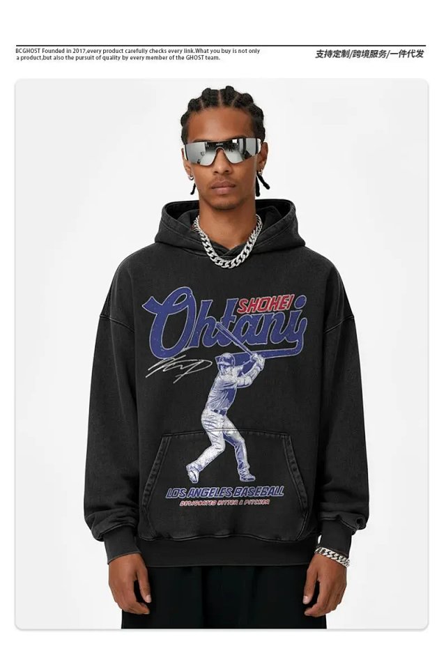 Other BCGHOST Vintage Black Baseball Graphic Hoodie - Buy on Kakobuysheetfind