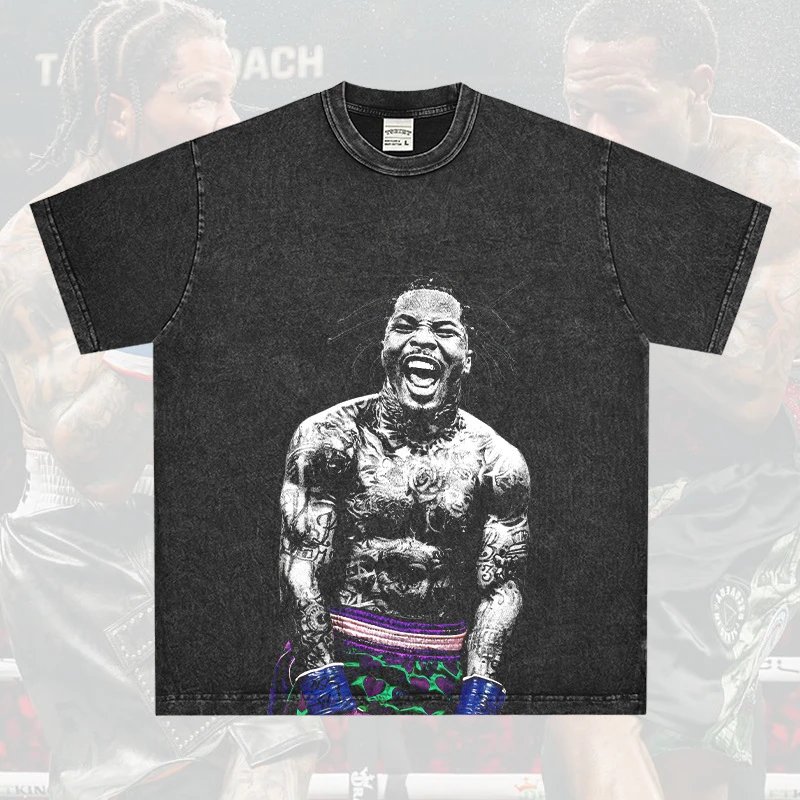 Other VINTAGEBLACK Retro Boxing Graphic Washed Cotton T-Shirt   - Buy on Kakobuysheetfind