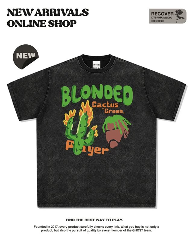 Other BLONDED Vintage Gray Cactus Flame Unisex T-Shirt - Buy on Kakobuysheetfind