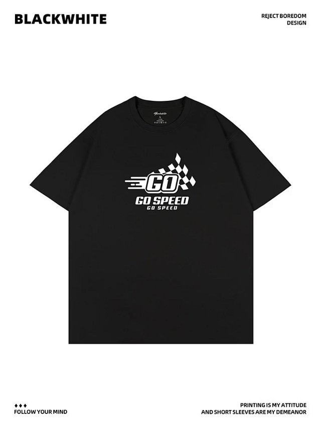 Other BLACKWHITE Go Speed Checkered Flag Black Cotton T-Shirt - Buy on Kakobuysheetfind