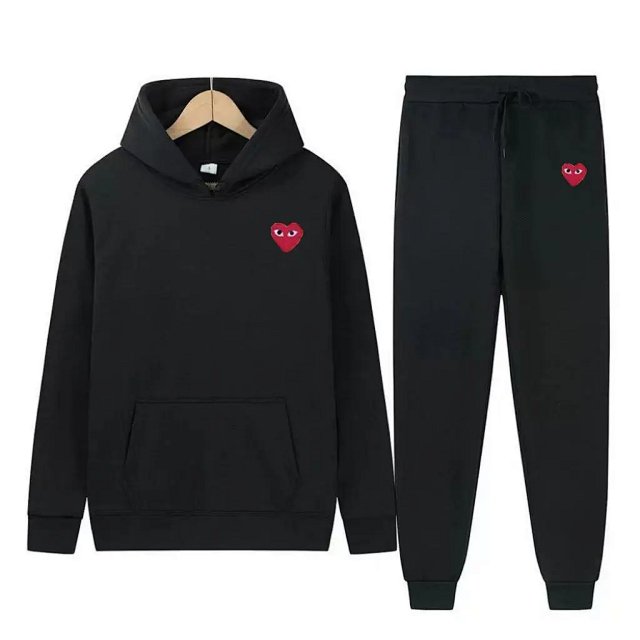 Comme Des Garcons Comme Des Garcons Black Red Heart Hoodie Jogger Set - Buy on Kakobuysheetfind