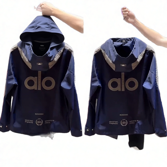 Alo Alo Navy Colorblock Hooded Windbreaker Jacket Unisex Coat - Buy on Kakobuysheetfind