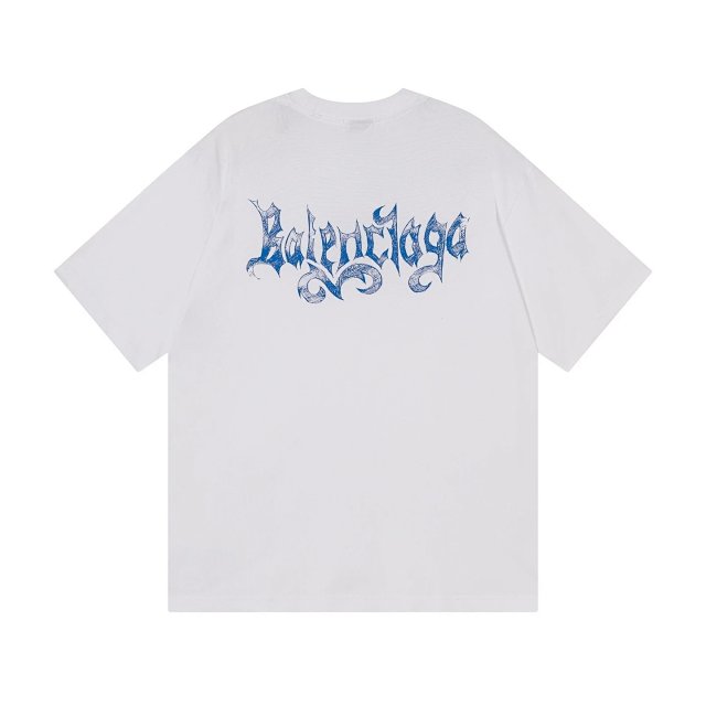 Balenciaga Balenciaga White Blue Gothic Logo Oversized Cotton T-Shirt - Buy on Kakobuysheetfind