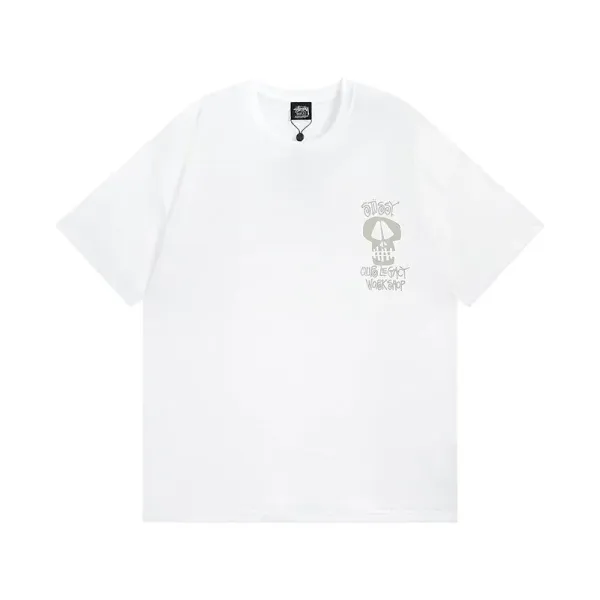 Stussy x Club Legacy Workshop Skull Graphic White T-Shirt - 1